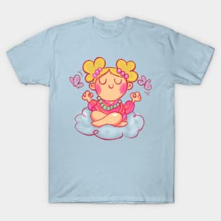 Zen girl on a dream cloud meditation T-Shirt